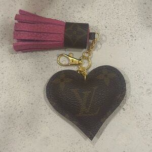 Monogram Heart Key Holder with Pink Tassel